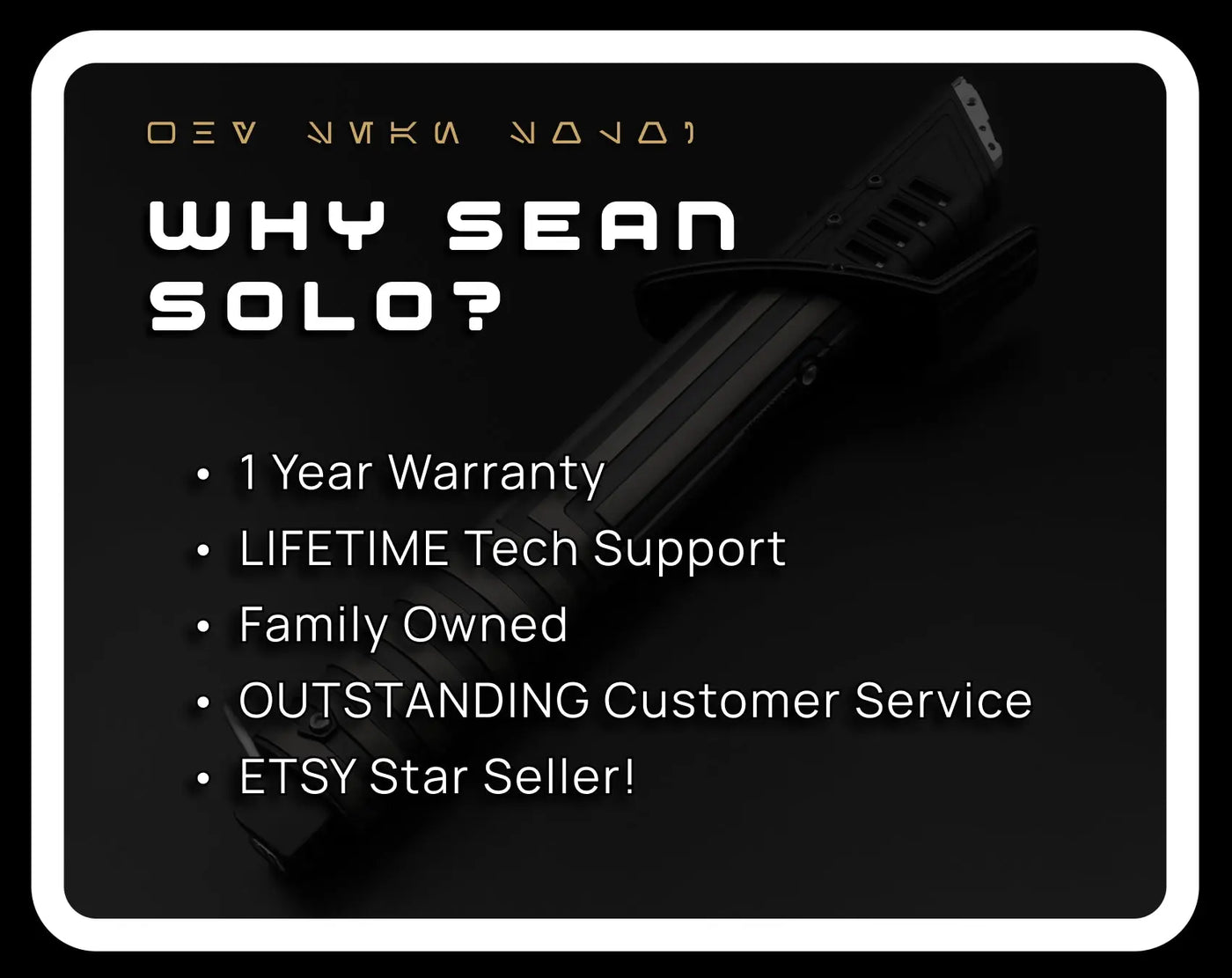 Darksaber Elite Saber Custom Lightsaber - Sean Solo Sabers
